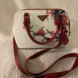 Finon Milano White and Red  Cherry Blossom Handbag
